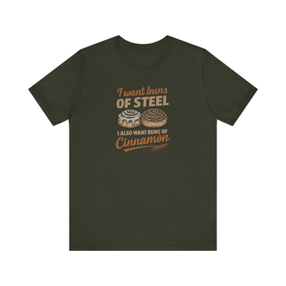 Buns of Steel (and Cinnamon) — Workout Retro Tee (Dark)