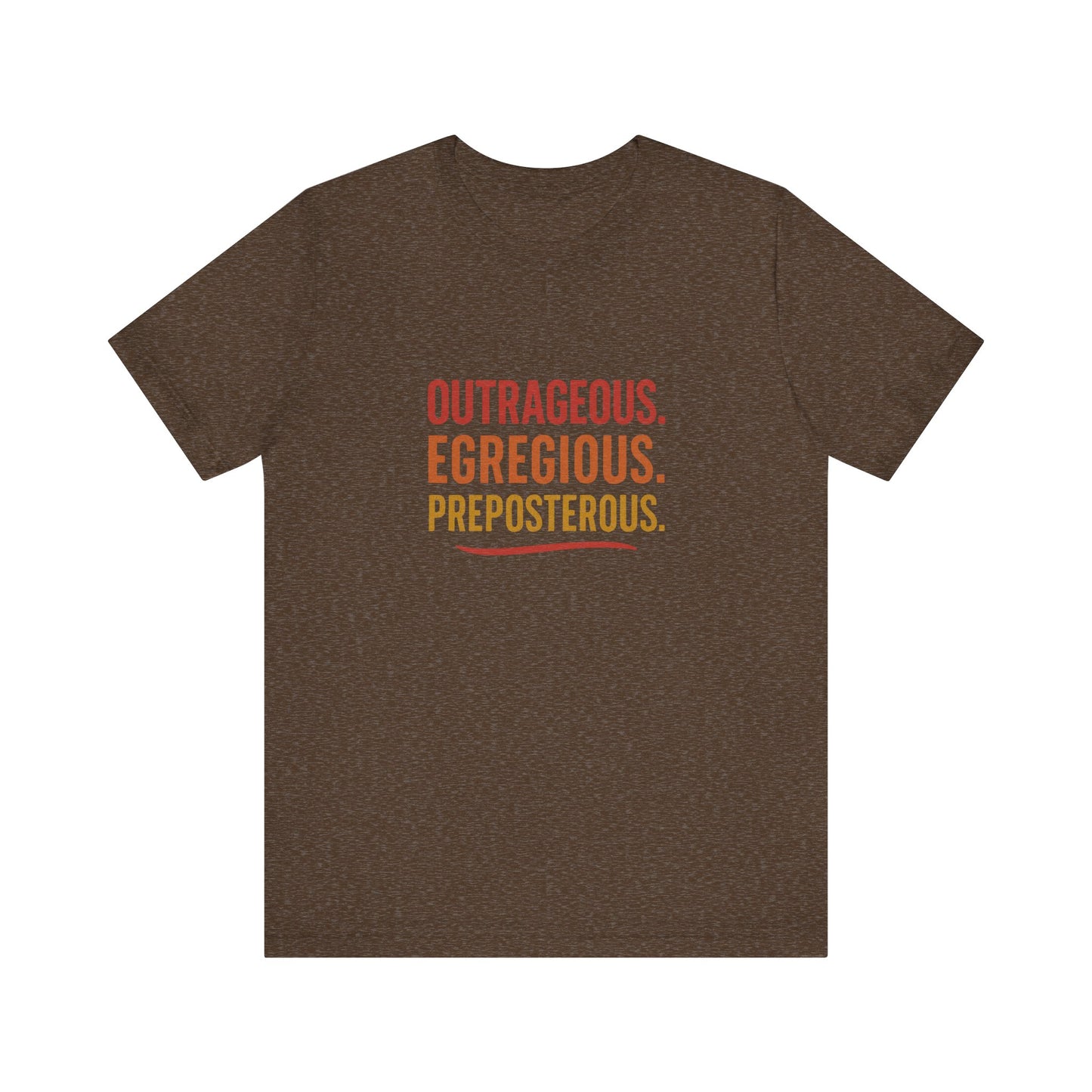 Outrageous Egregious Preposterous (Warm Gradient) — Seinfeld Retro Tee (Dark)