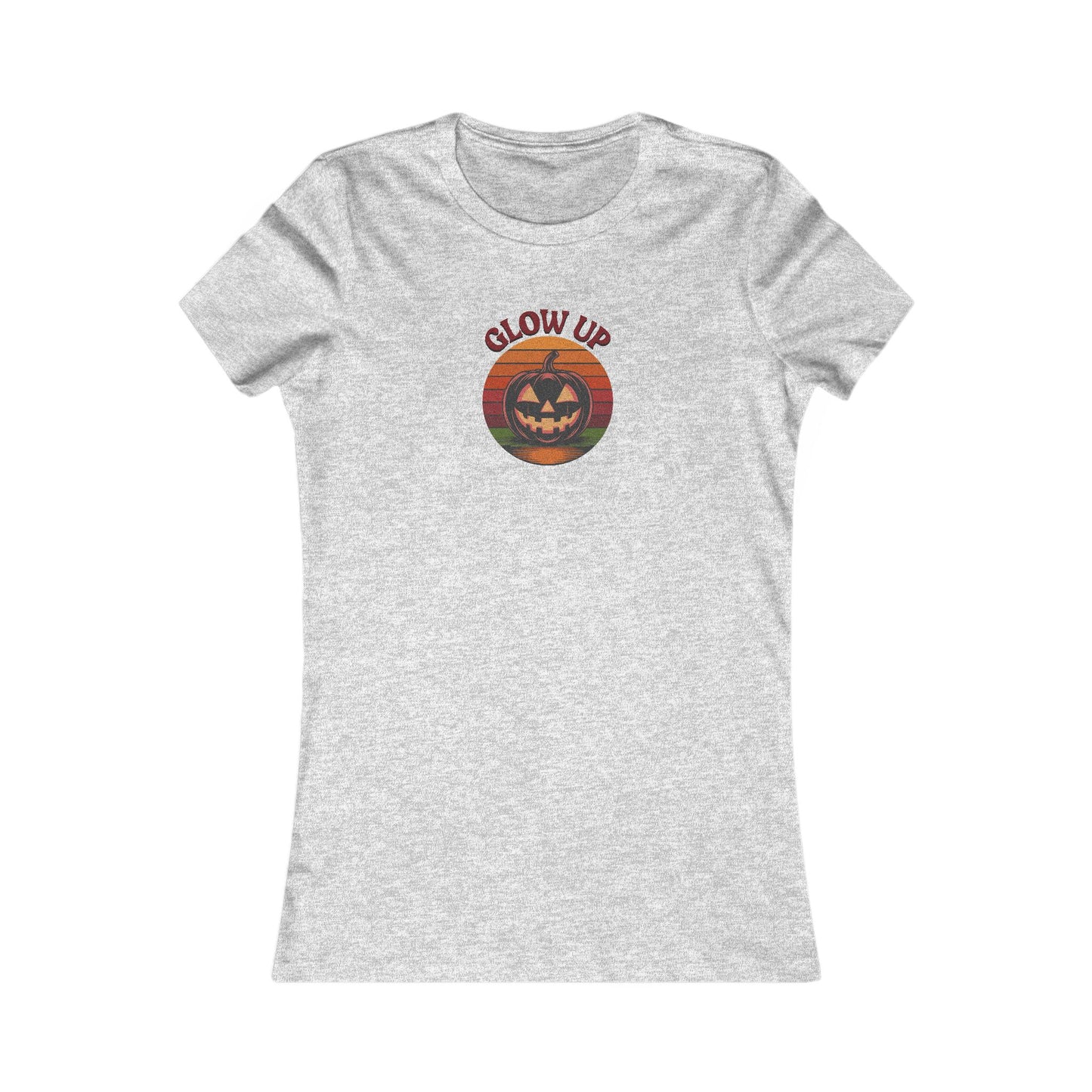 Halloween Glow Up Pumpkin — Retro Autumn Sunset Women's Tee (Light)