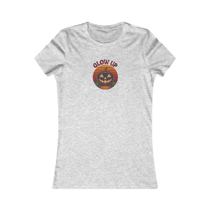 Halloween Glow Up Pumpkin — Retro Autumn Sunset Women's Tee (Light)