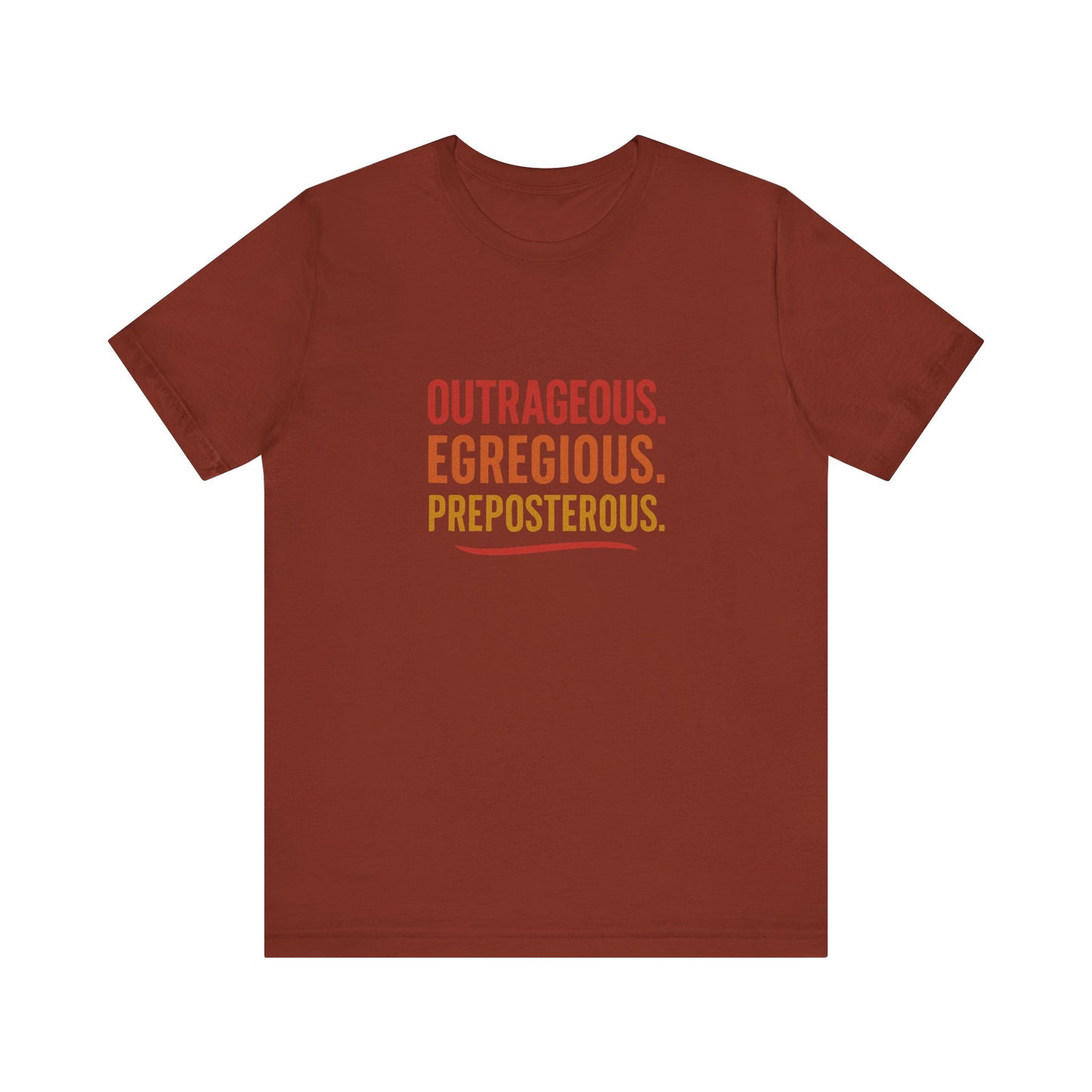 Outrageous Egregious Preposterous (Warm Gradient) — Seinfeld Retro Tee (Dark)