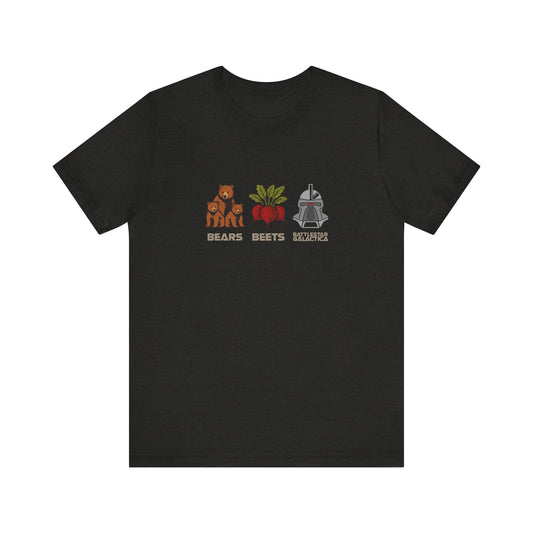 Bears, Beets, Battlestar (Captions) — Retro Tee (Dark)