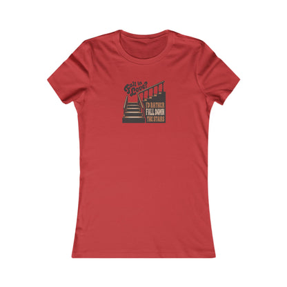 Fall in Love? I'd Rather Fall Down the Stairs — Retro Women's Tee (Light)
