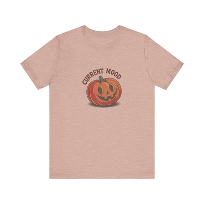 Current Mood (Cute Pumpkin) — Retro Halloween Tee (Light)