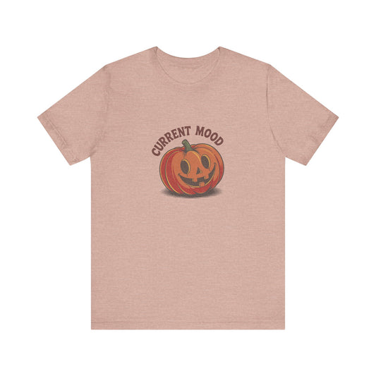 Current Mood (Cute Pumpkin) — Retro Halloween Tee (Light)