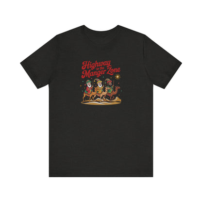 Highway to the Manger Zone — Top Gun Christmas Retro Tee (Dark)