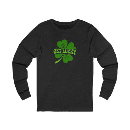 I’m Up All Night to Get Lucky — St. Patrick's Retro Long Sleeve (Dark)