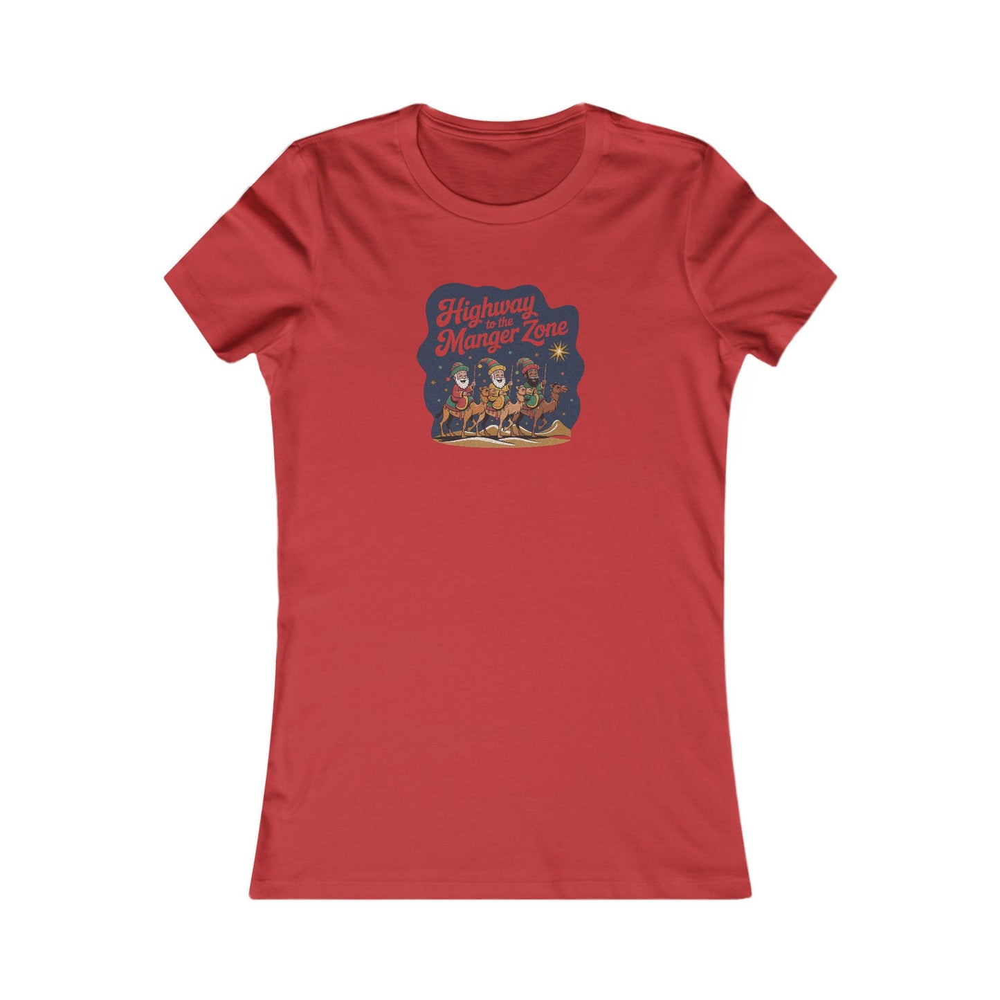 Highway to the Manger Zone — Top Gun Christmas Retro Women's Tee (Light)