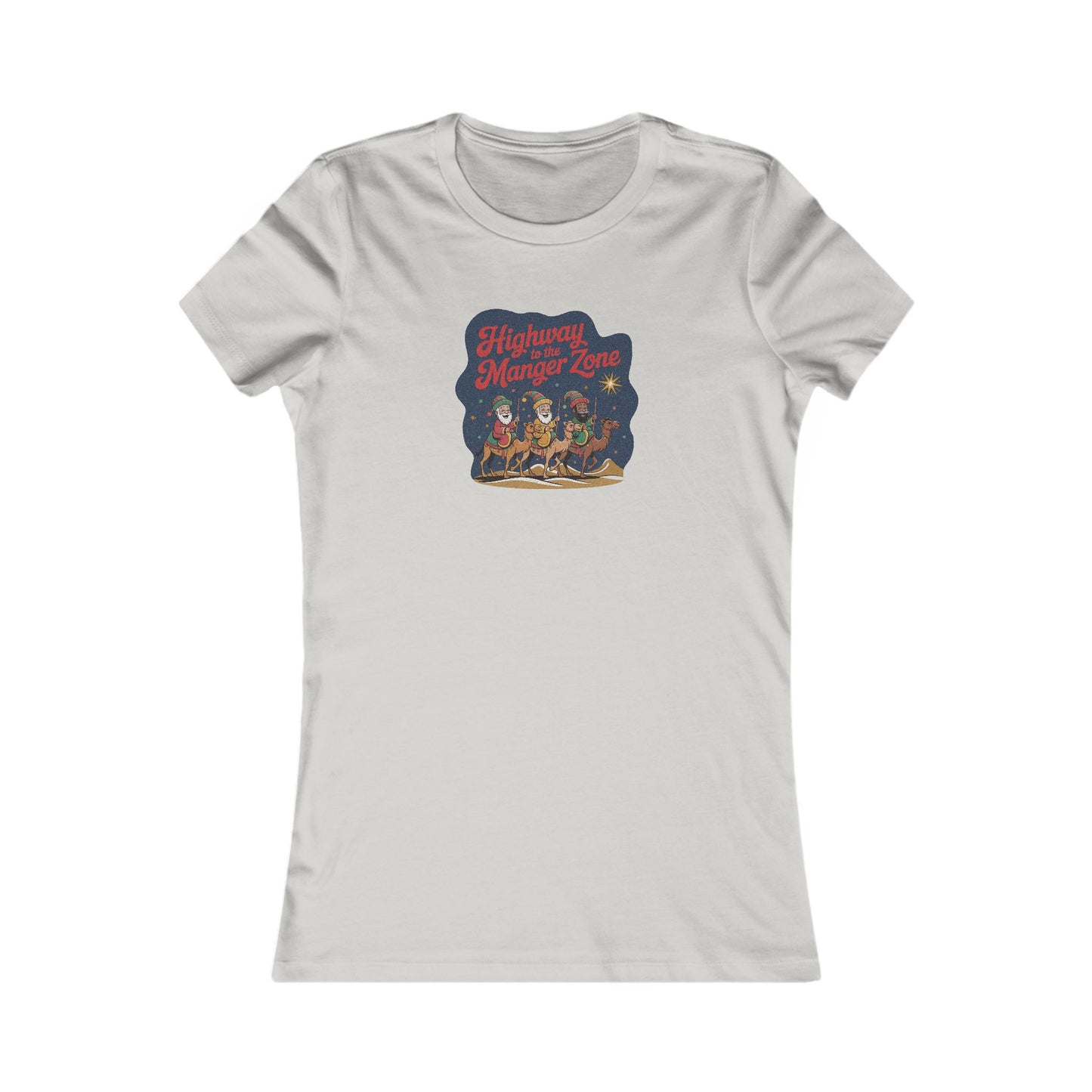 Highway to the Manger Zone — Top Gun Christmas Retro Women's Tee (Light)