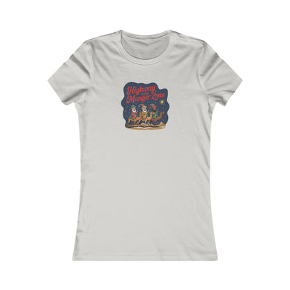 Highway to the Manger Zone — Top Gun Christmas Retro Women's Tee (Light)