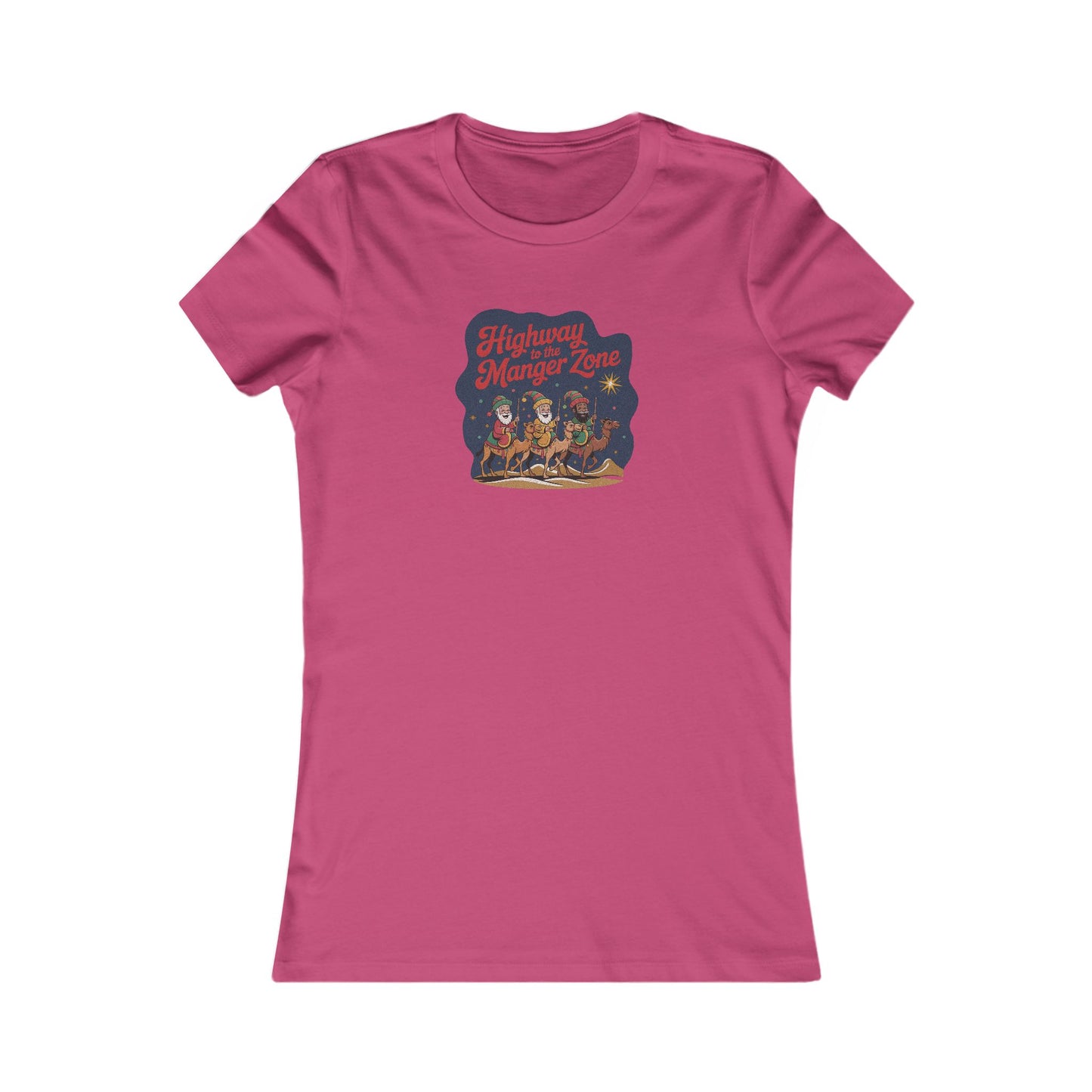 Highway to the Manger Zone — Top Gun Christmas Retro Women's Tee (Light)