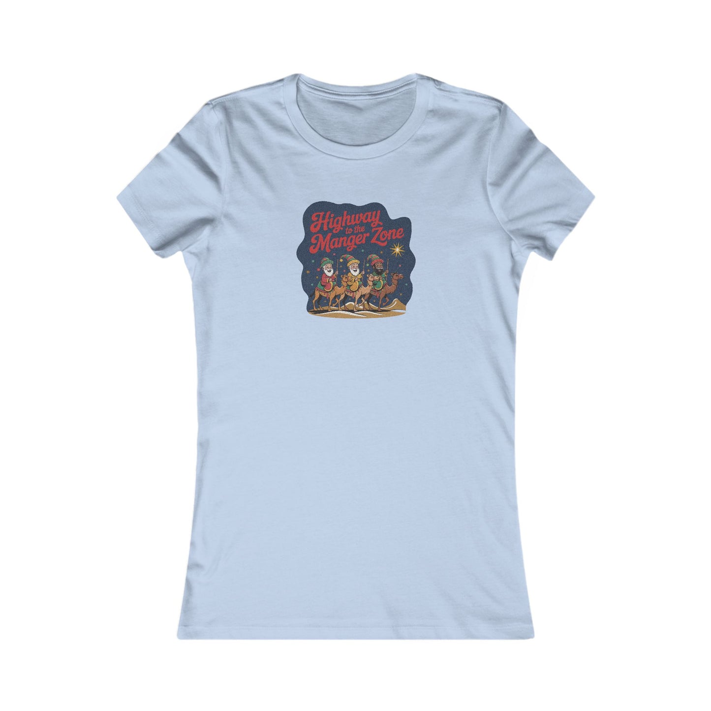 Highway to the Manger Zone — Top Gun Christmas Retro Women's Tee (Light)