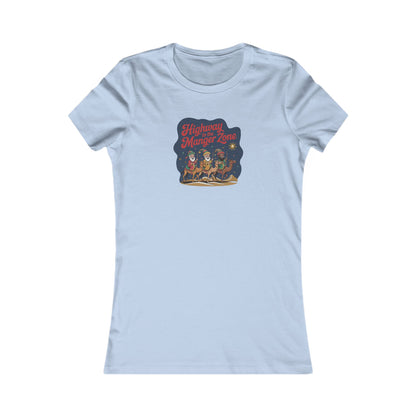 Highway to the Manger Zone — Top Gun Christmas Retro Women's Tee (Light)