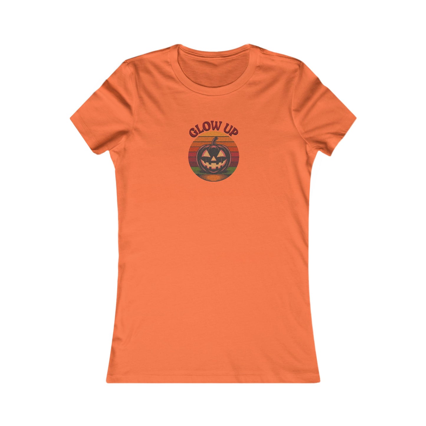 Halloween Glow Up Pumpkin — Retro Autumn Sunset Women's Tee (Light)