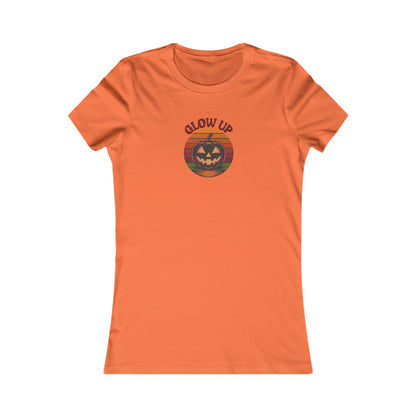Halloween Glow Up Pumpkin — Retro Autumn Sunset Women's Tee (Light)