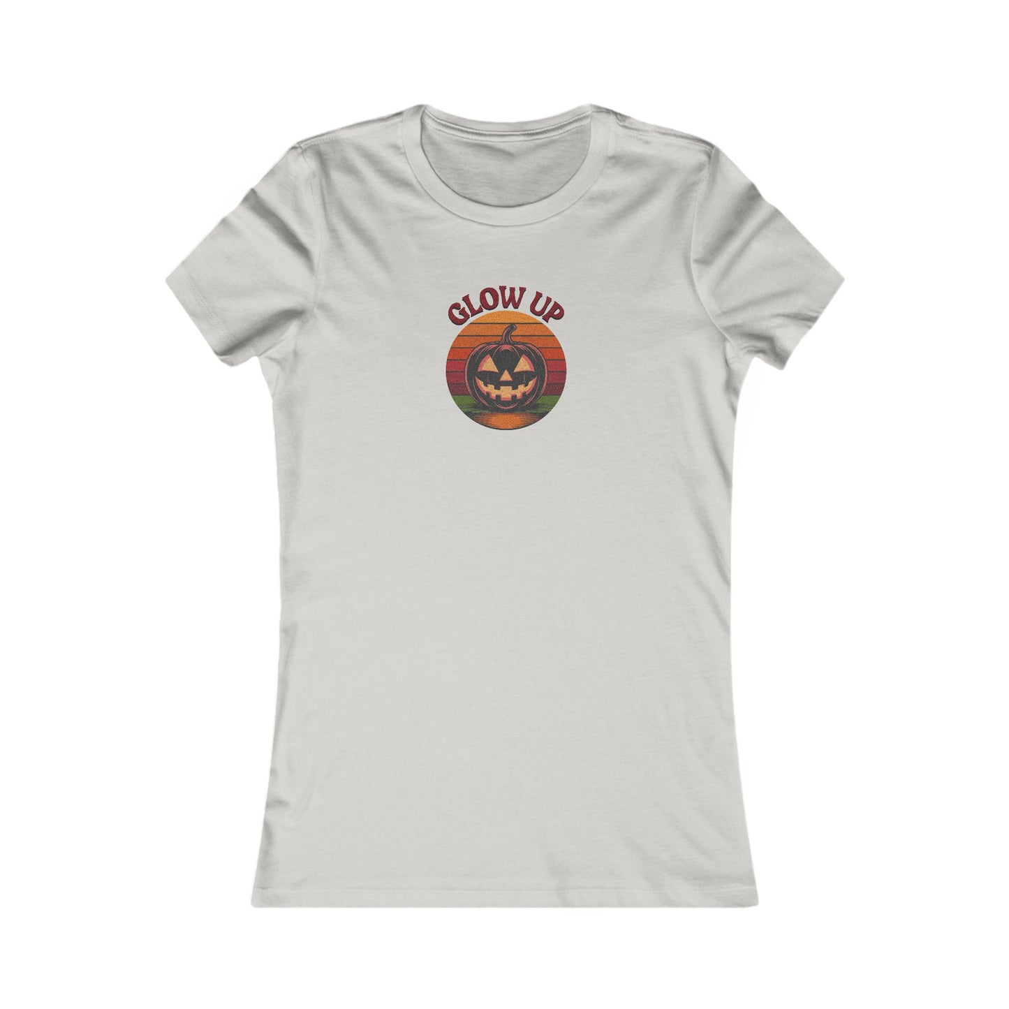 Halloween Glow Up Pumpkin — Retro Autumn Sunset Women's Tee (Light)