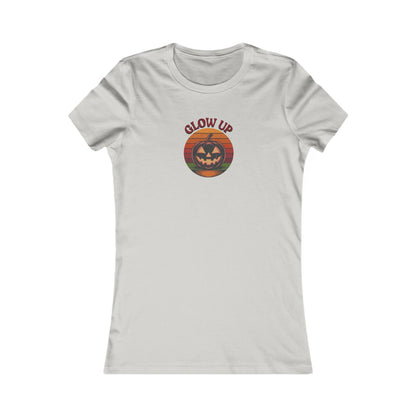Halloween Glow Up Pumpkin — Retro Autumn Sunset Women's Tee (Light)