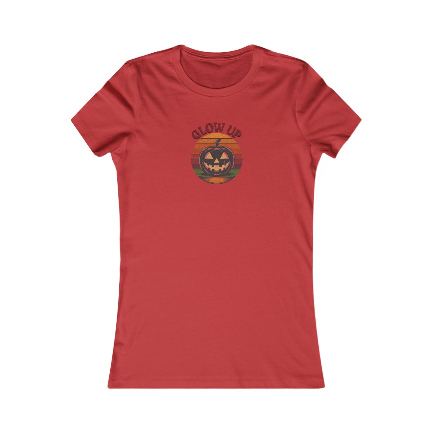 Halloween Glow Up Pumpkin — Retro Autumn Sunset Women's Tee (Light)