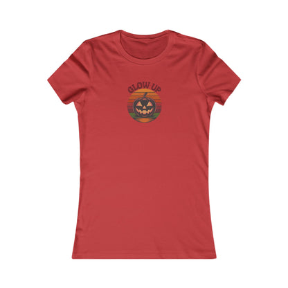 Halloween Glow Up Pumpkin — Retro Autumn Sunset Women's Tee (Light)