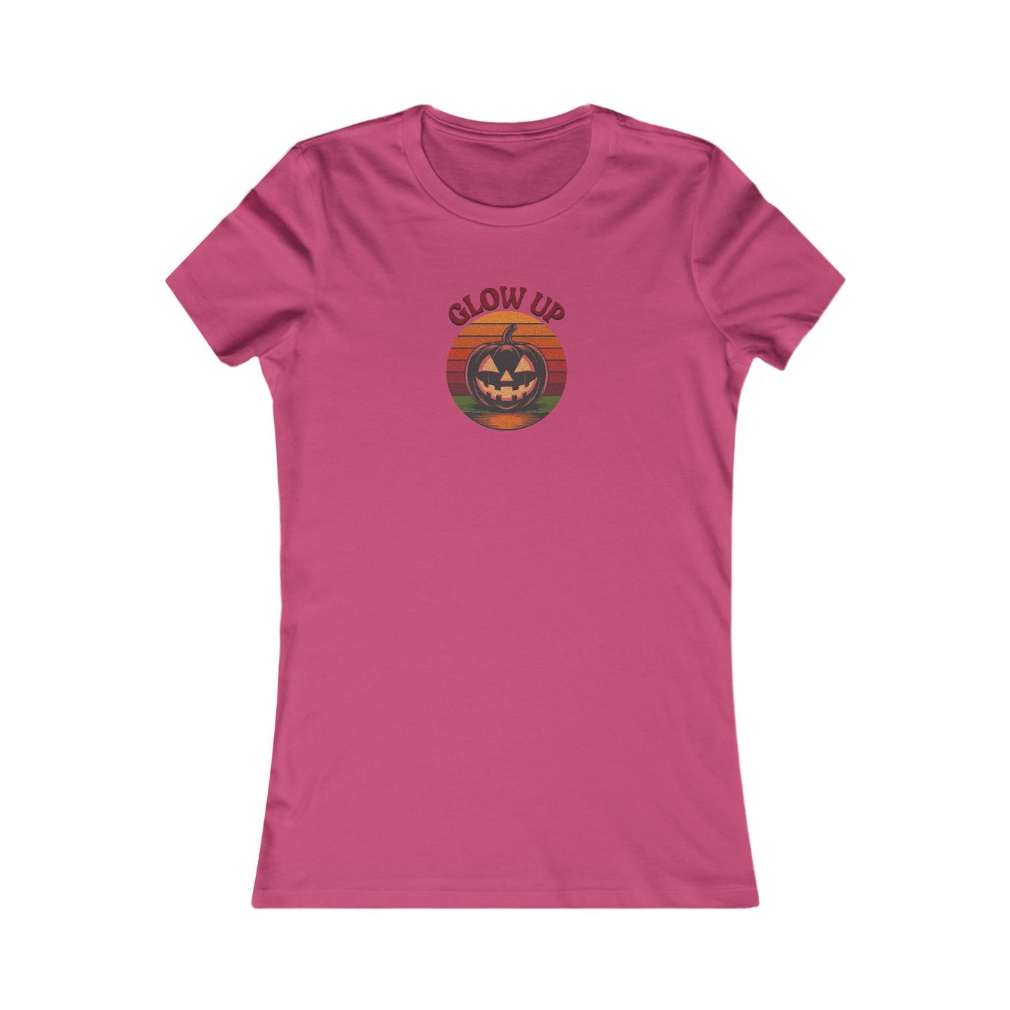 Halloween Glow Up Pumpkin — Retro Autumn Sunset Women's Tee (Light)