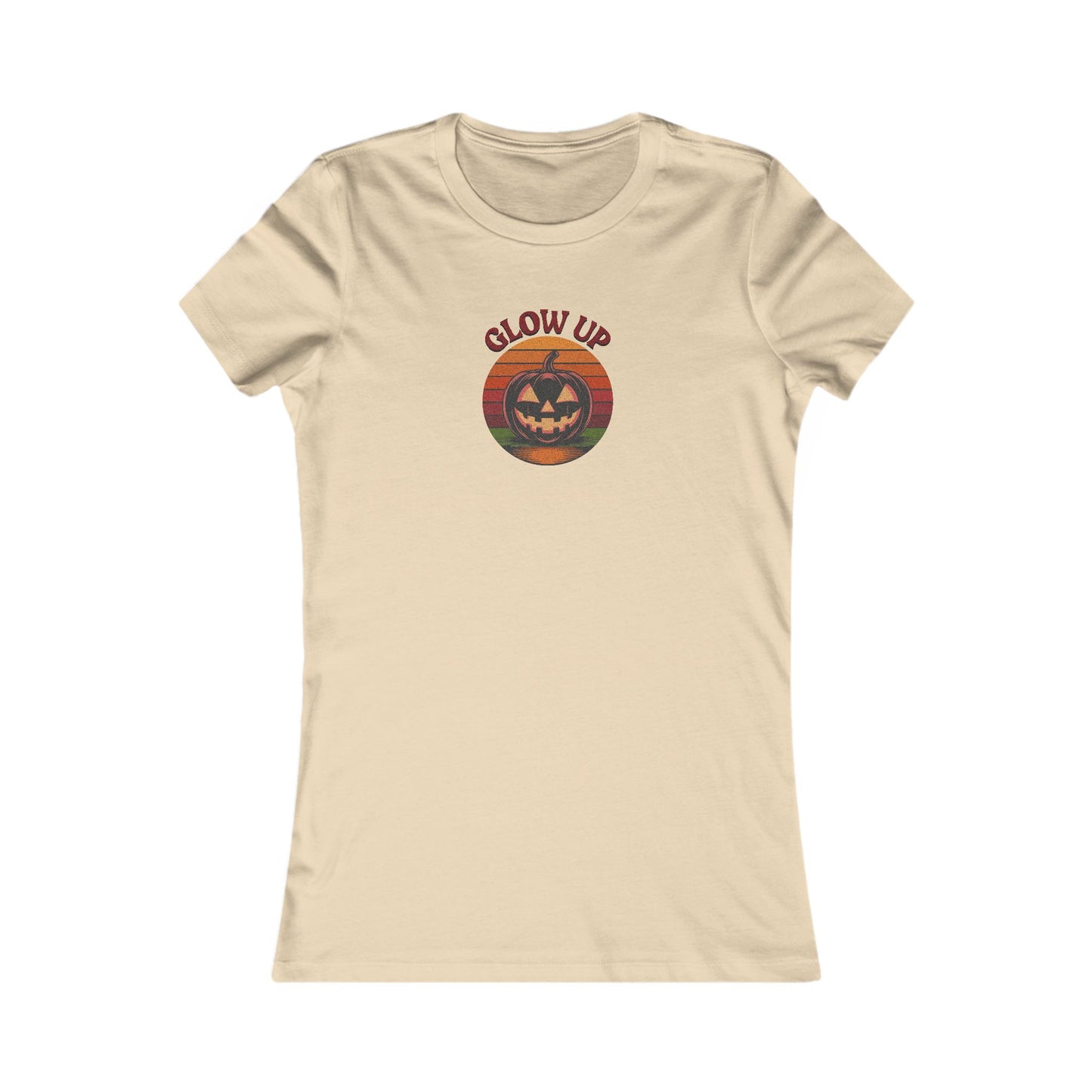 Halloween Glow Up Pumpkin — Retro Autumn Sunset Women's Tee (Light)