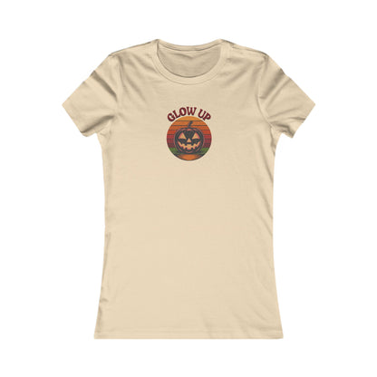 Halloween Glow Up Pumpkin — Retro Autumn Sunset Women's Tee (Light)