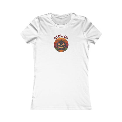Halloween Glow Up Pumpkin — Retro Autumn Sunset Women's Tee (Light)