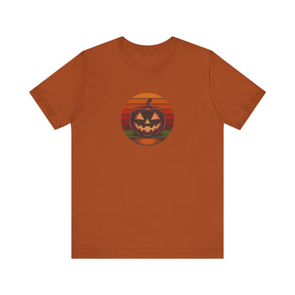 Retro Jack: Bold Grin — Halloween Sunset Tee (Light)