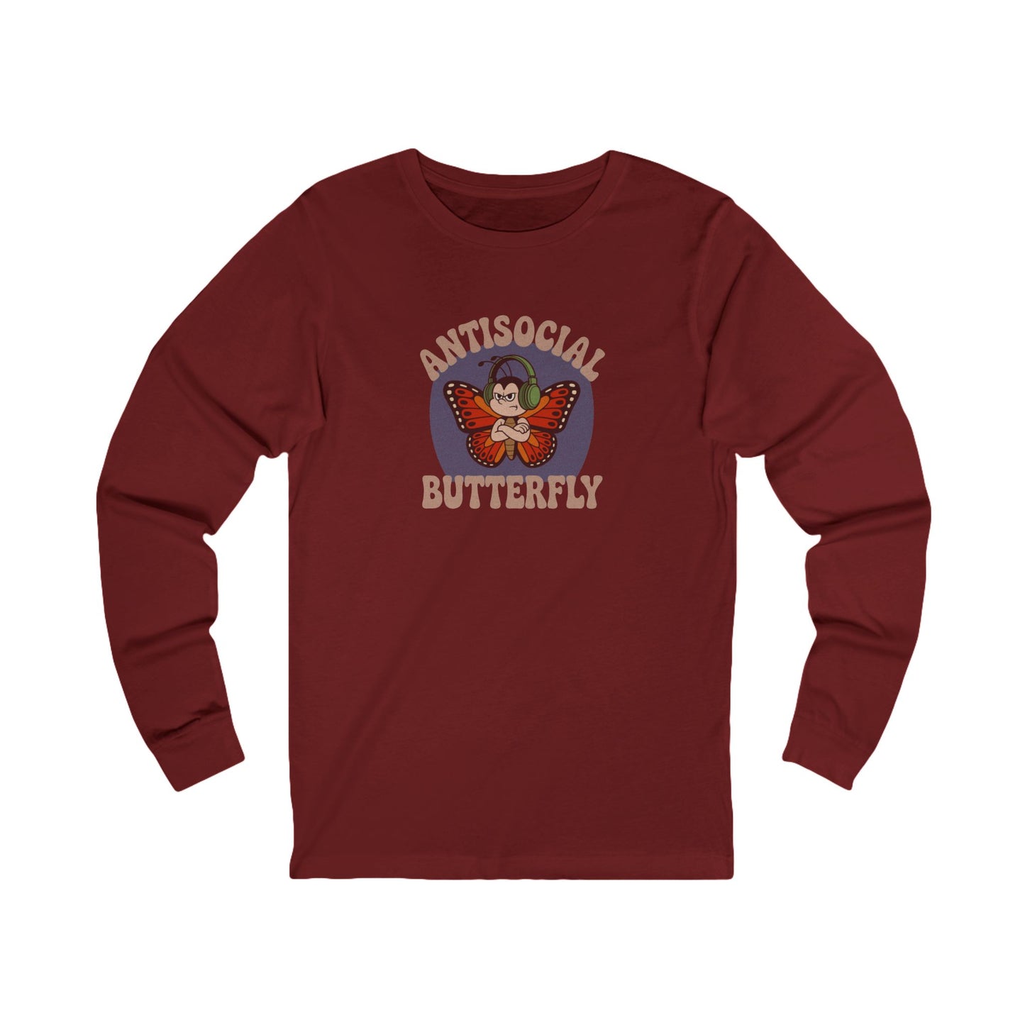Antisocial Butterfly (Male) — Retro Workout Long Sleeve (Dark)