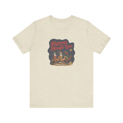 Highway to the Manger Zone — Top Gun-Inspired Christmas Retro Tee (Light)
