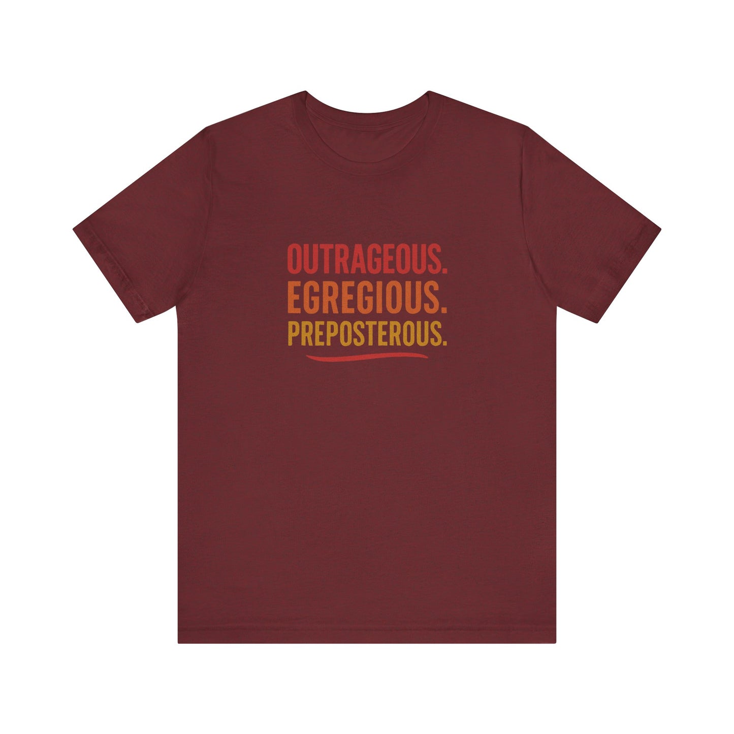 Outrageous Egregious Preposterous (Warm Gradient) — Seinfeld Retro Tee (Dark)