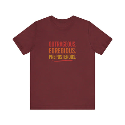 Outrageous Egregious Preposterous (Warm Gradient) — Seinfeld Retro Tee (Dark)
