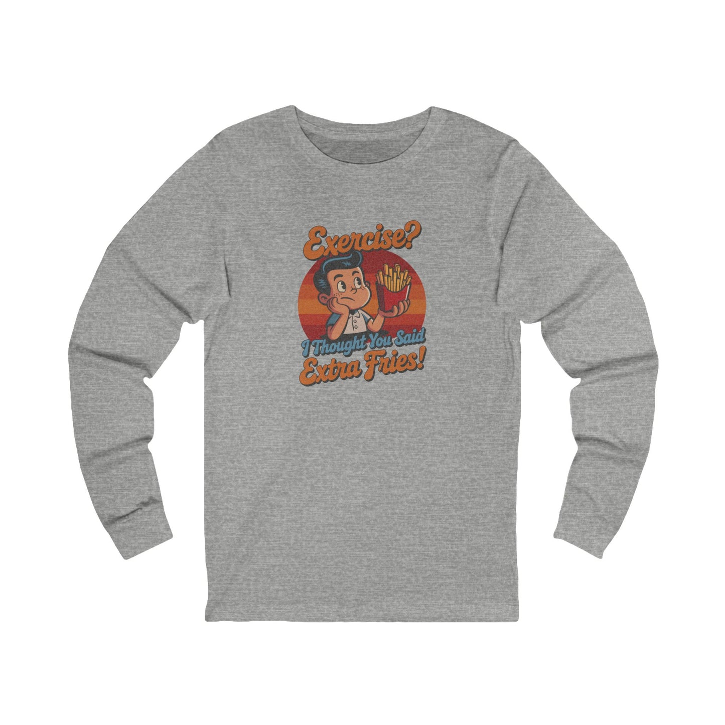 Exercise? I Thought You Said Extra Fries! — Retro Long Sleeve (Light)