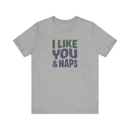 I Like You & Naps (Cool Gradient) — Retro Loungewear Tee (Light)