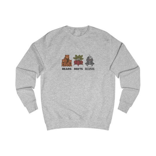 Bears, Beets, Battlestar (Captions) — Retro Sweatshirt (Light)