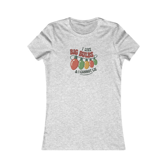 I Like Big Bulbs and I Cannot Lie — Christmas Lights Retro Women's Tee (Light)