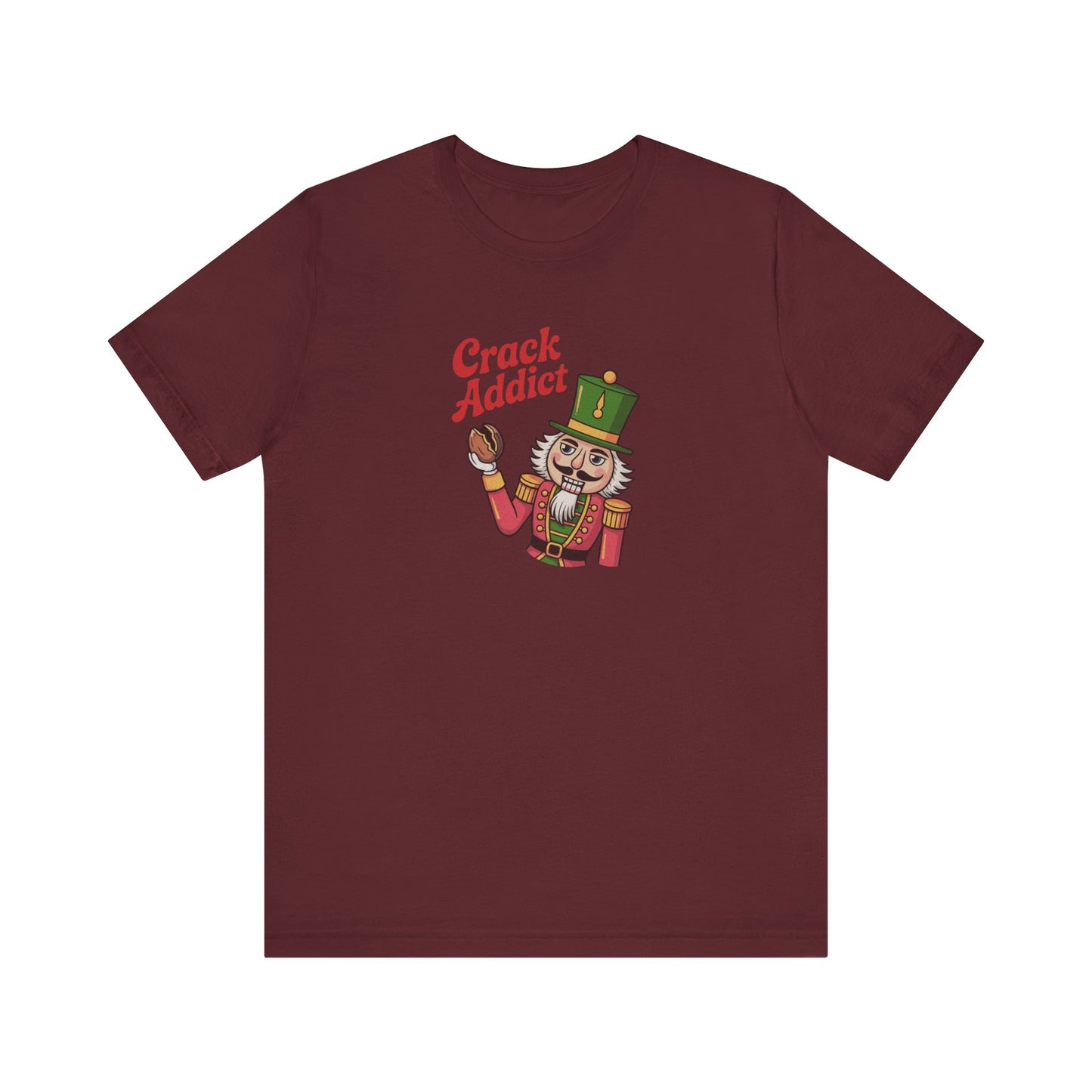 Crack Addict Nutcracker — Vintage Christmas Retro Tee (Dark)