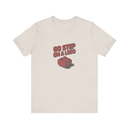 Go Step on a LEGO — Red Plastic Brick Retro Tee (Light)