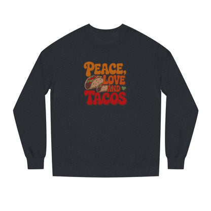 Peace, Love, and Tacos — Retro Foodie Sweatshirt (Dark)