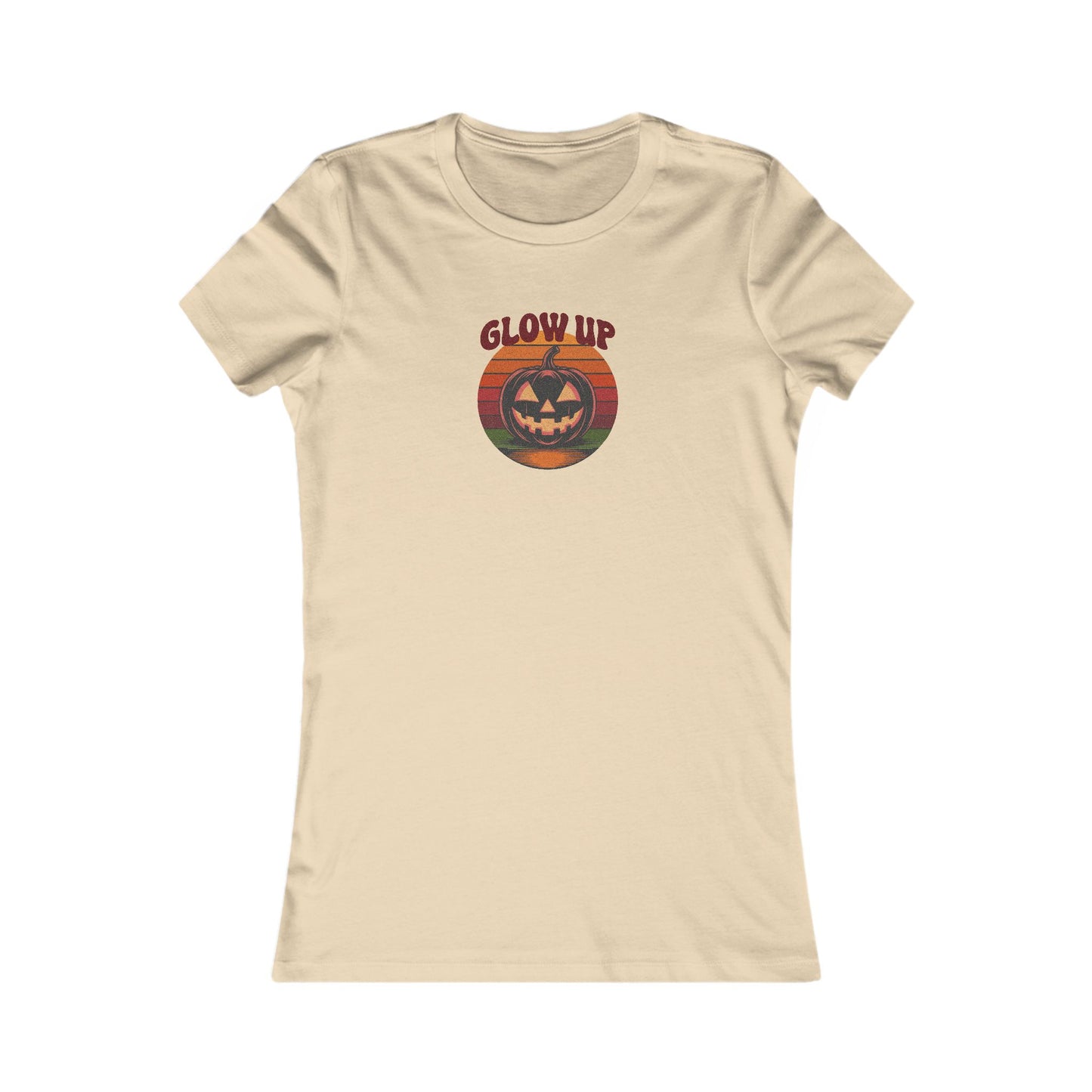 Halloween Glow Up Pumpkin — Retro Autumn Sunset Women's Tee (Light)