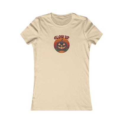 Halloween Glow Up Pumpkin — Retro Autumn Sunset Women's Tee (Light)