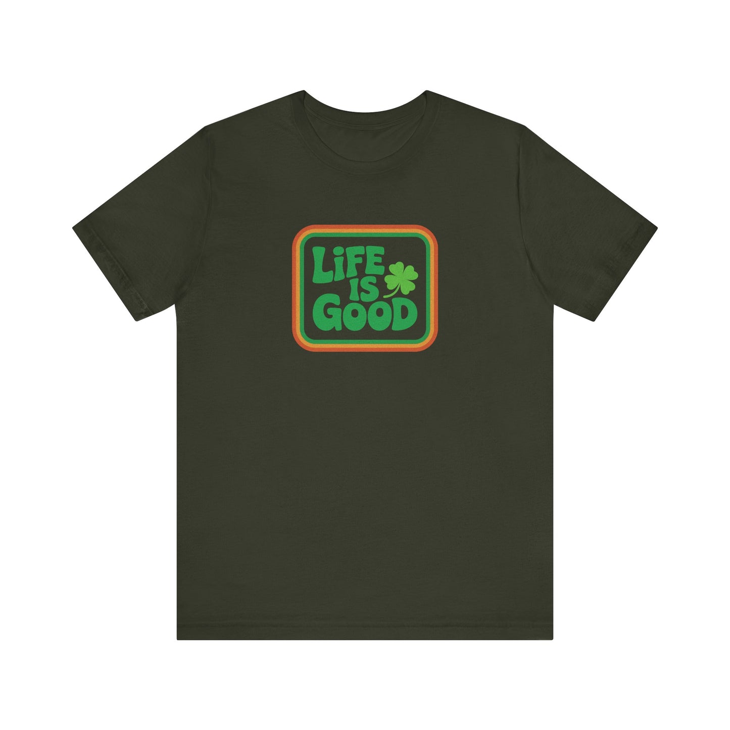 Life Is Good, Shamrock Style — St. Patrick’s Retro Tee (Dark)