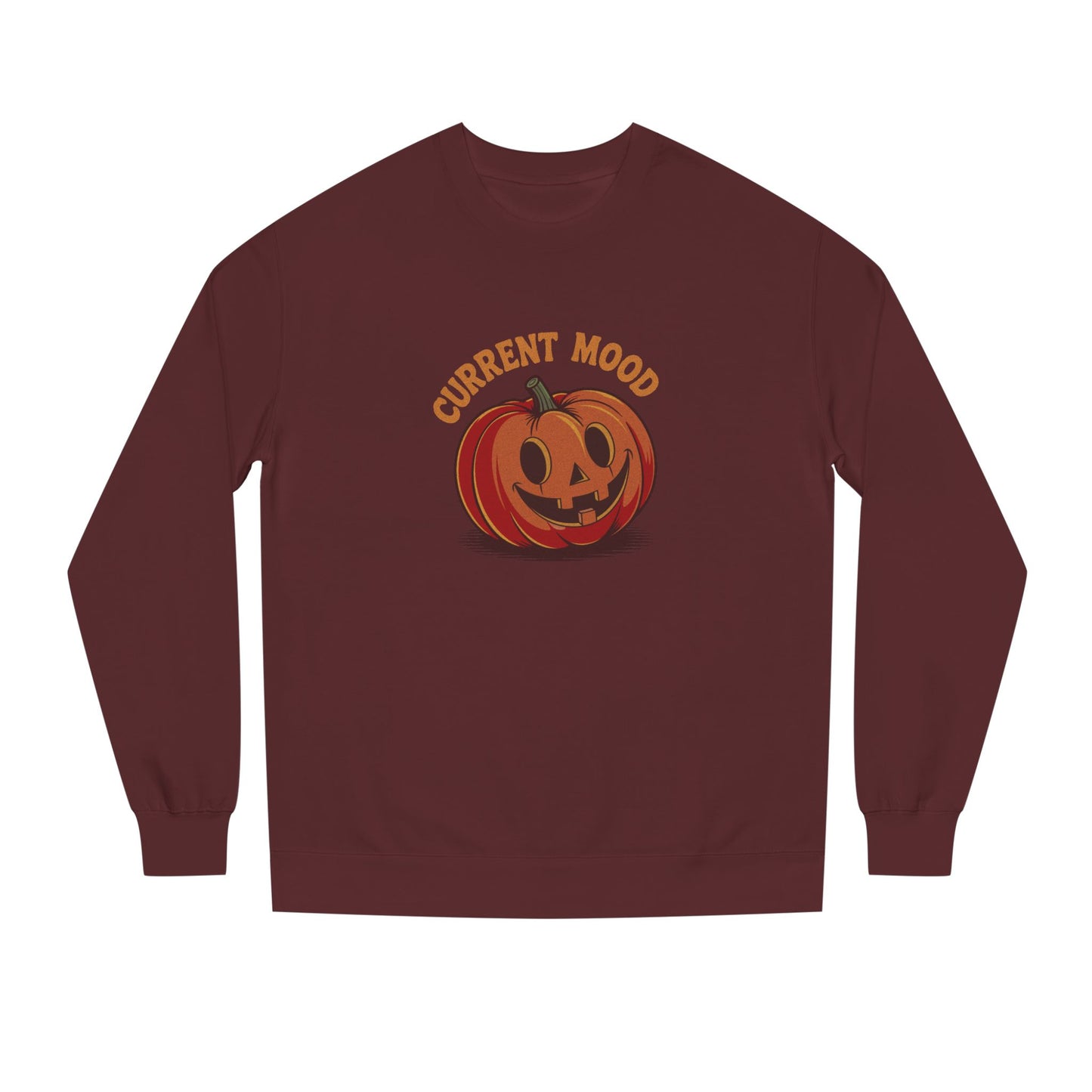 Current Mood (Cute Pumpkin) — Retro Halloween Sweatshirt (Dark)