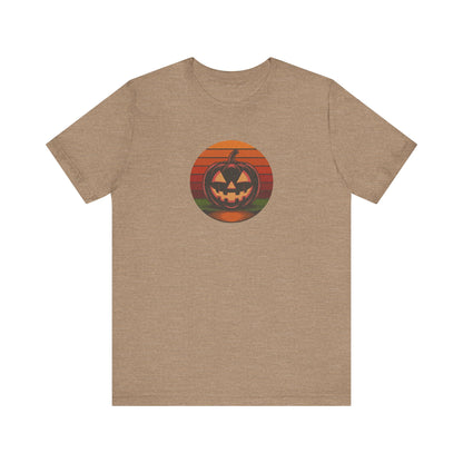 Retro Jack: Bold Grin — Halloween Sunset Tee (Light)