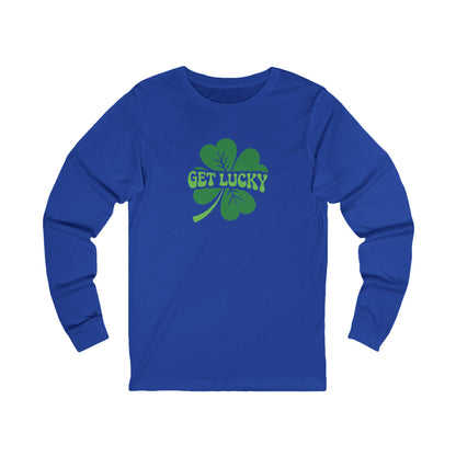 I’m Up All Night to Get Lucky — St. Patrick's Retro Long Sleeve (Dark)