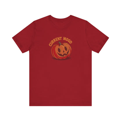 Current Mood (Cute Pumpkin) — Retro Halloween Tee (Dark)