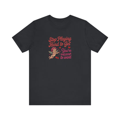 Stop Playing Hard to Get — Retro Cupid Tee (Dark)
