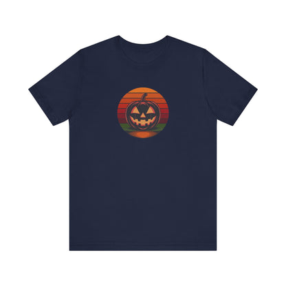 Retro Jack: Bold Grin — Halloween Sunset Tee (Dark)