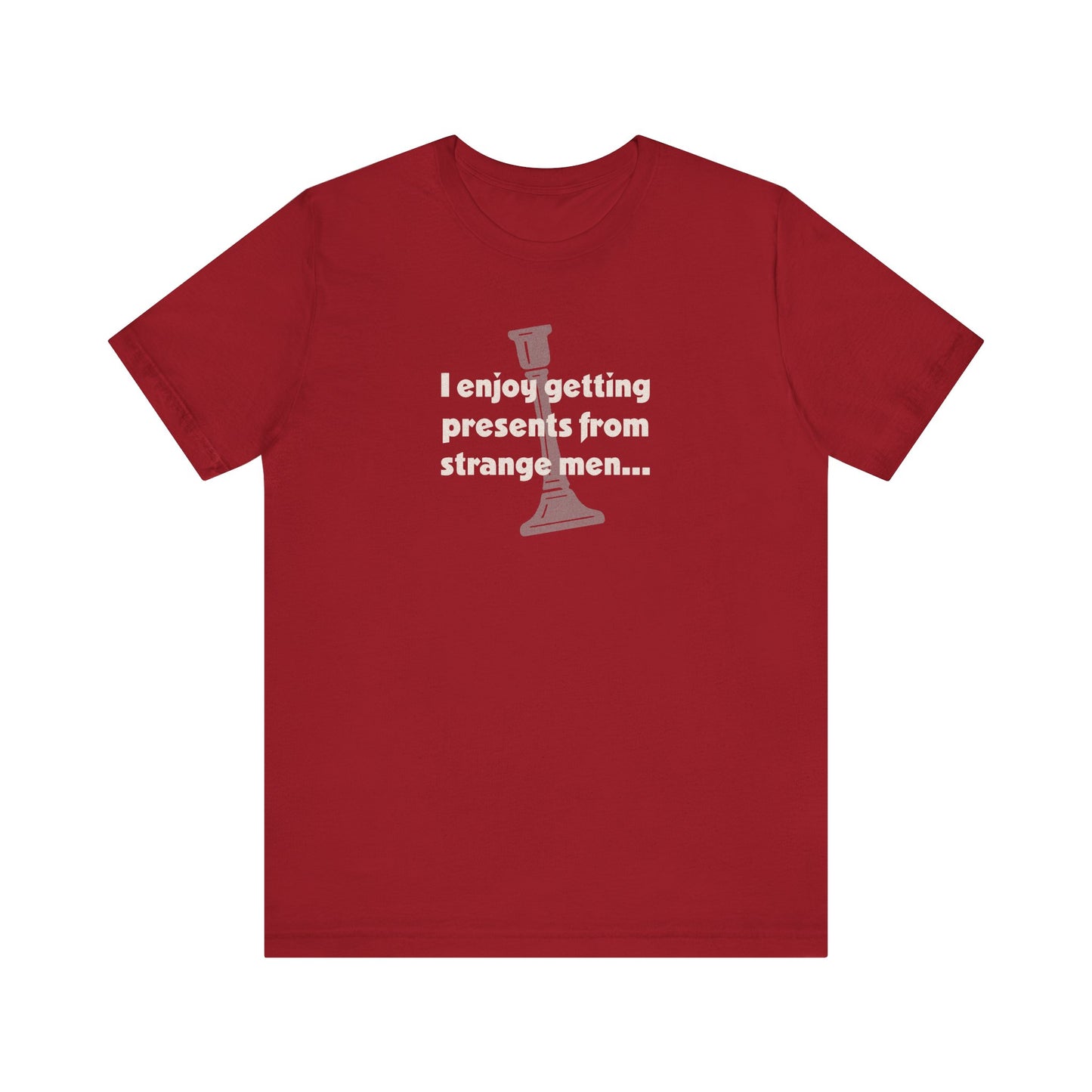 I Enjoy Getting Presents From Strange Men — Clue Retro Tee (Dark)