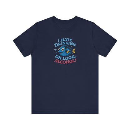 I Hate Drinking (Oh Look, Alcohol!) — Forgetful Fish Retro Tee (Dark)